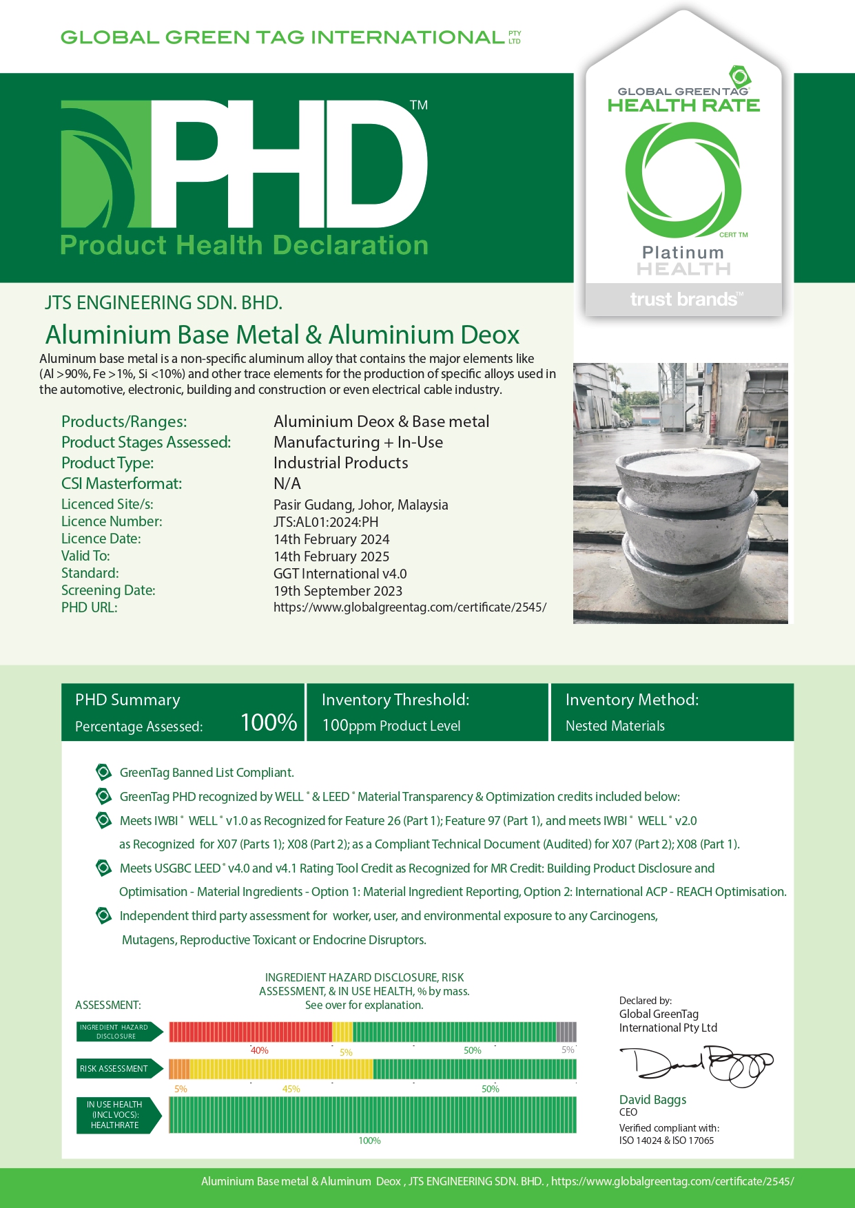 Base Metal PHD Platinum Certificate Base Metal PHD Platinum Certificate